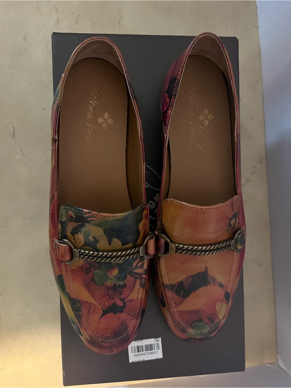 Floral Leather Loafers - Women's Multicolor Slip-On